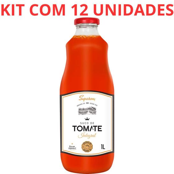 Imagem de Suco de tomate integral superbom garrafa 1 litro kit com 12