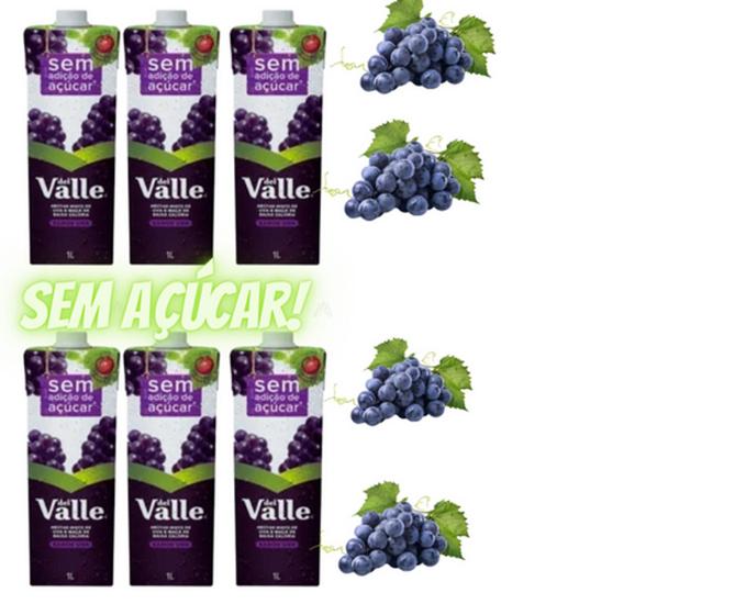 Imagem de Suco De Uva Dell Vale  Néctar Sem Açúcar 1L-06Unidades