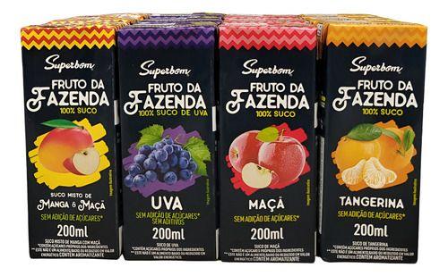 Imagem de Suco Misto Fruto Da Fazenda Pack Com 12 Unidades 200ml Cada