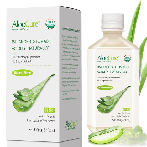 Imagem de Suco Orgânico de Aloe Vera AloeCure USDA - 500ml - Suplemento Digestivo