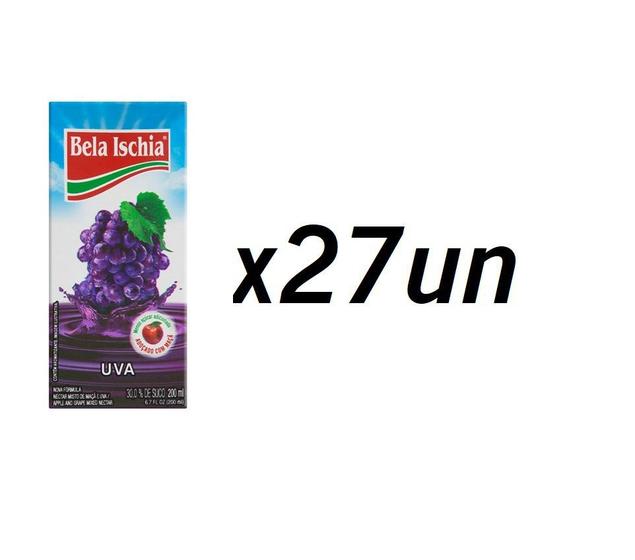 Imagem de Suco pronto de uva bela ischia 200ml pack com 27 unidades