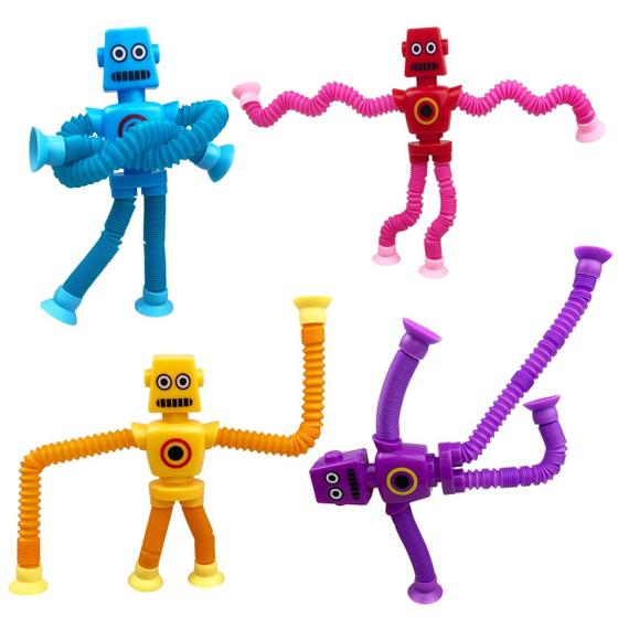 Imagem de Suction Cup Pop Tubes Robot Toys Anditoy para crianças, pacote com 4