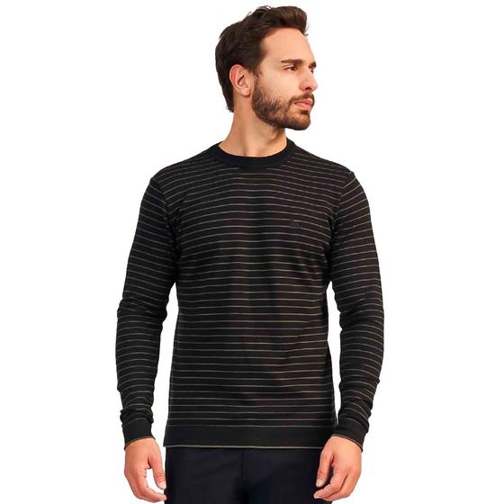 Imagem de Suéter Acostamento Tricot Listrado Ou24 Preto Masculino