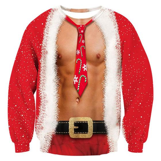 Imagem de Suéter de Natal "Ugly Christmas" Vermelho - Design Muscular - RAISEVERN