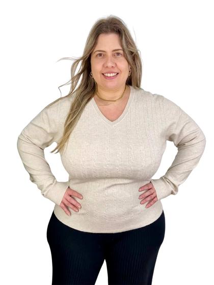 Imagem de Sueter Decote V Detalhe Frontal Plus Size 658052