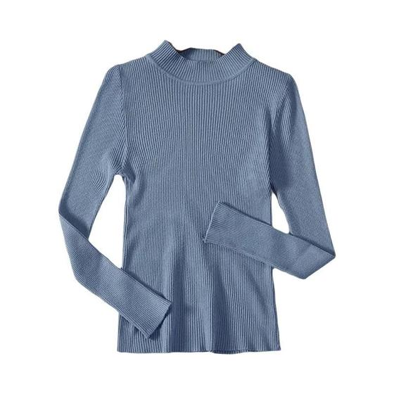 Imagem de Suéter Feminino de Caxemira com Gola Alta - Pulôver de Malha Macia para Outono/Inverno