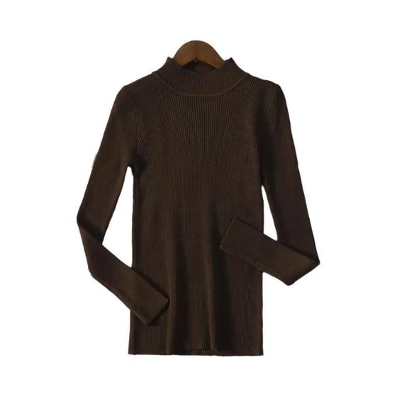 Imagem de Suéter Feminino de Caxemira com Gola Alta - Pulôver de Malha Macia para Outono/Inverno