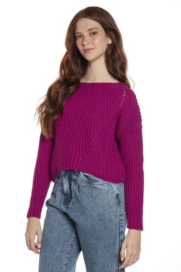 Imagem de Suéter Feminino Tricot Detalhe Ombro Polo Wear Rosa Escuro