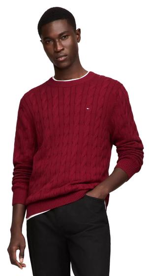 Imagem de Suéter Tommy Hilfiger Cable Knit para homens, vermelho, tamanho M