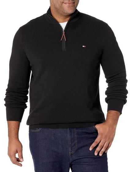 Imagem de Suéter Tommy Hilfiger Masculino com Zíper 1/4 - Tamanho Grande e Alto