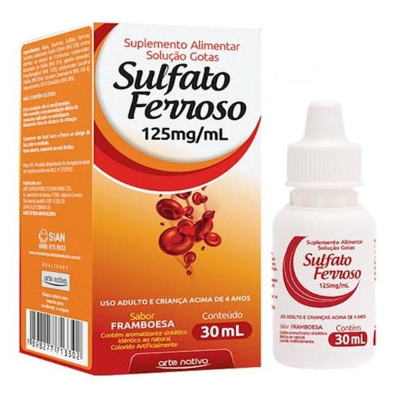 Imagem de Sulfato Ferroso Liquido 125mg/30mL Suplemento - Arte Native