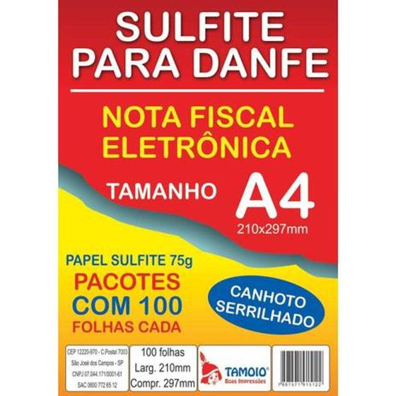 Imagem de Sulfite p/Nota Fiscal Danfe com 100fls 75g tamoio
