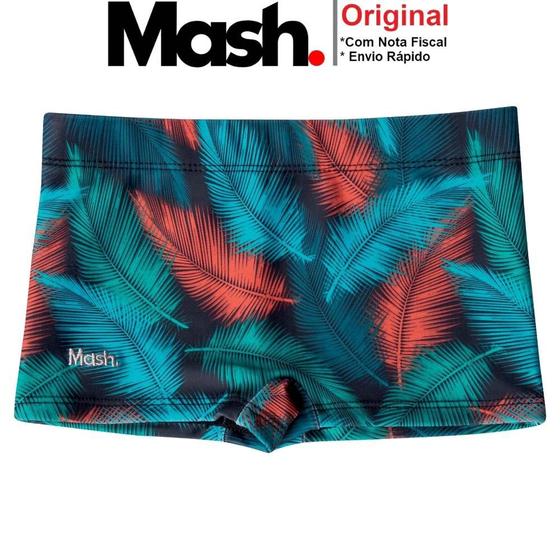 Imagem de Sunga Boxer Box Kids Mash Infantil Moda Praia e Piscina Para o Verão Com Estampa de Folhagem