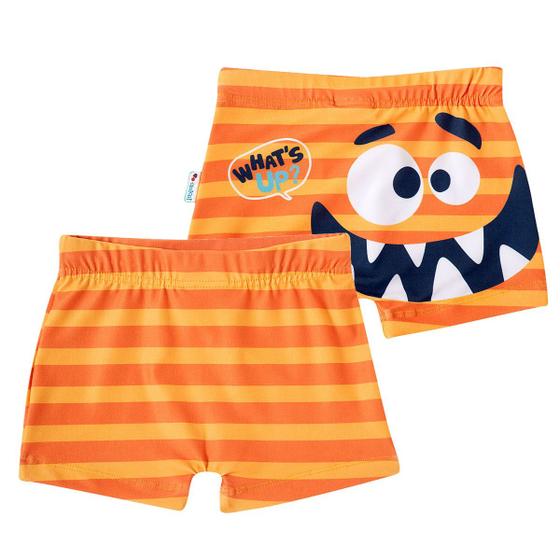 Imagem de Sunga Boxer Infantil Proteção UV Monstro Divertido Laranja Tip Top