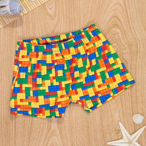 Imagem de Sunga Infantil Boxer Lego Colorido Proteção UV e Conforto