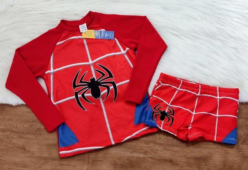 Imagem de Sunga infantil+Camisa UV +Proteção Solar UV 50 -Conjunto UV para meninos Homem Aranha -Praia 2 Peças