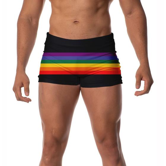 Imagem de Sunga Masculina Pride Sport Lançamento Arco-Íris Verão Box