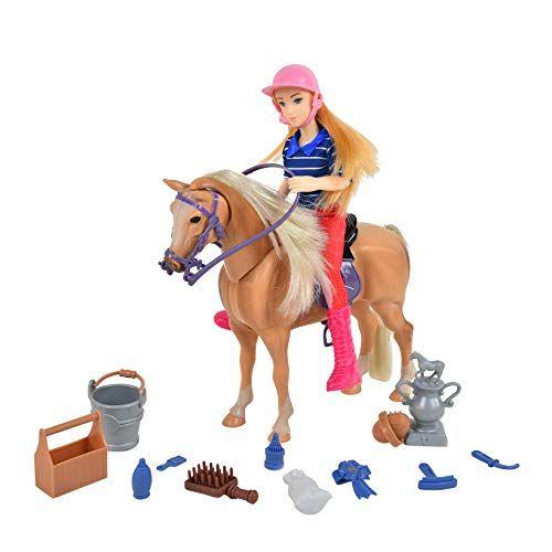 Imagem de Sunny Days Entertainment Palomino Horse com Rider - Playset com 14 acessórios e sons realistas  Boneca Loira em roupa de montaria  Brinquedos de Cavalo para Meninas e Meninos - Campeões da Fita Azul