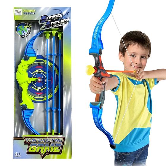 Imagem de Super Arco e Flecha de Brinquedo Grande 57cm + 3 Flechas Azul