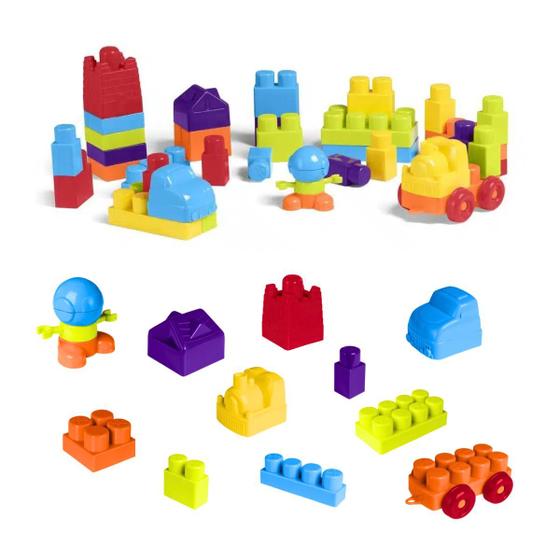 Imagem de Super Blocks Blocos de Encaixe Brinquedo Educativo para Bebê 97 peças - Tateti - 9 meses