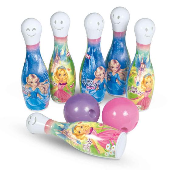 Imagem de Super Boliche Divertido Infantil BrinqueMix 6 Pinos 2 Bolas Brinquedo Presente Crianças +3 Anos