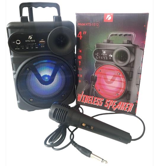Super Caixa De Som Bluetooth Karaokê KTS 1512 Com Microfone potente Menor preço em Super Caixa De Som Bluetooth Karaokê KTS 1512 Com Microfone potente