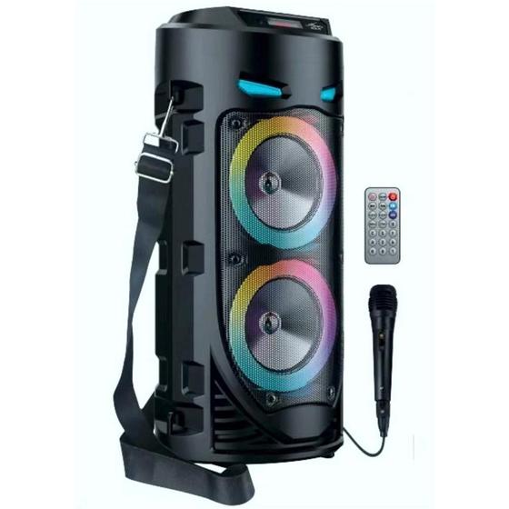 Imagem de Super  Caixa de Som Bluetooth super Bass pendrive com LEDs Heyli HY-4239 com karaokê e acompanha microfone