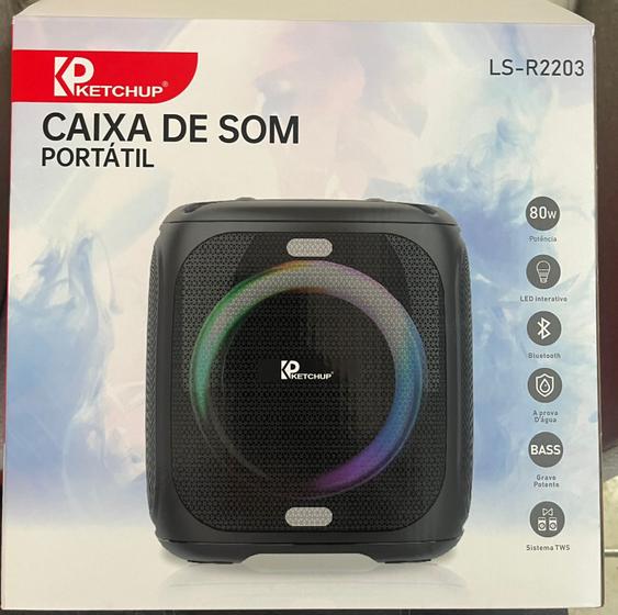 Imagem de Super caixa de som partybox ketchup LS-R2203 SUPER POTENTE BASS LED Bluetooth pendrive microfone sem fio 80w RMS