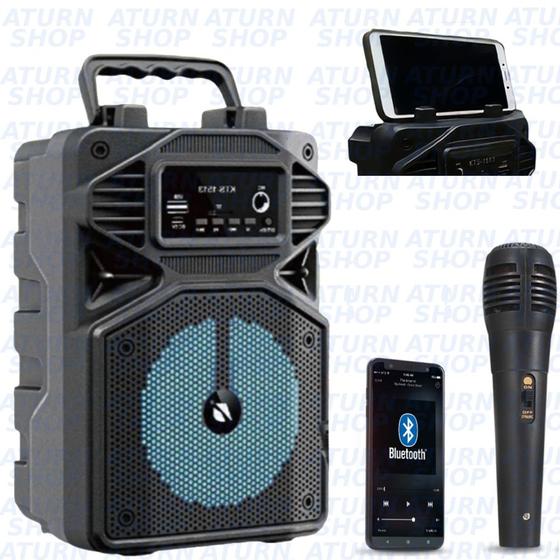 Imagem de Super Caixa de Som Portátil Com Microfone Karaoke Bluetooth Rádio FM PenDrive SD KTS-1513