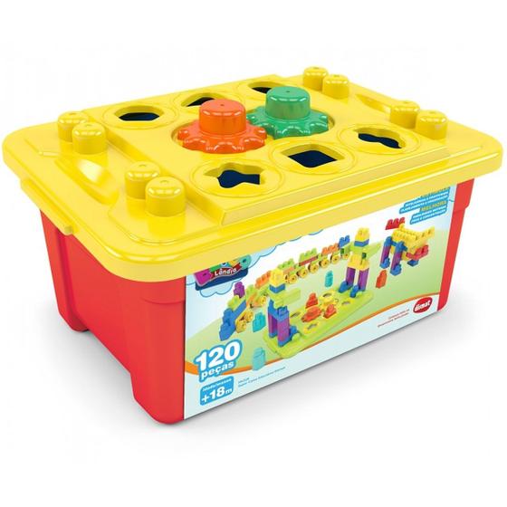 Imagem de Super caixa educativa com 120 peças - blocos de montar mk328 - dismat - 328