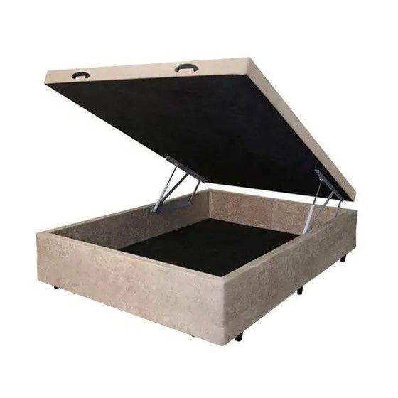 Imagem de SUPER Cama Box Baú Casal Suede Bege - 138x188 - Lord Baús