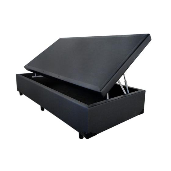 Super Cama Box Baú Solteiro Sintético Preto - 39x78x188 Menor preço em Super Cama Box Baú Solteiro Sintético Preto - 39x78x188