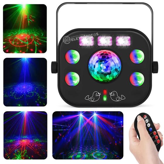 Imagem de Super Canhão 5 Em 1 Led Efeito Strobo Show Iluminação Globo Compacto E Leve 60W WS5803