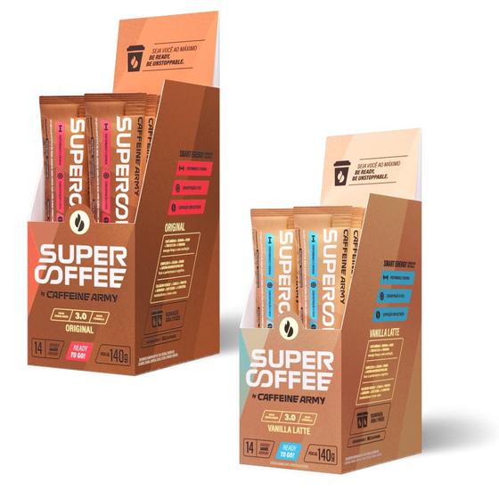 Imagem de Super Coffee 3.0 To Go 28 sachês (14 Vanilla + 14 Original) Caffeine Army
