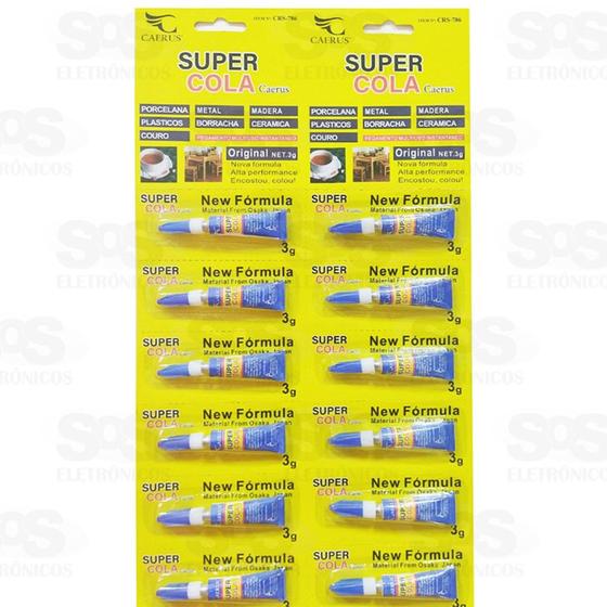 Super Cola Instantânea Cartela Com 12 Unidades Original Menor preço em Super Cola Instantânea Cartela Com 12 Unidades Original
