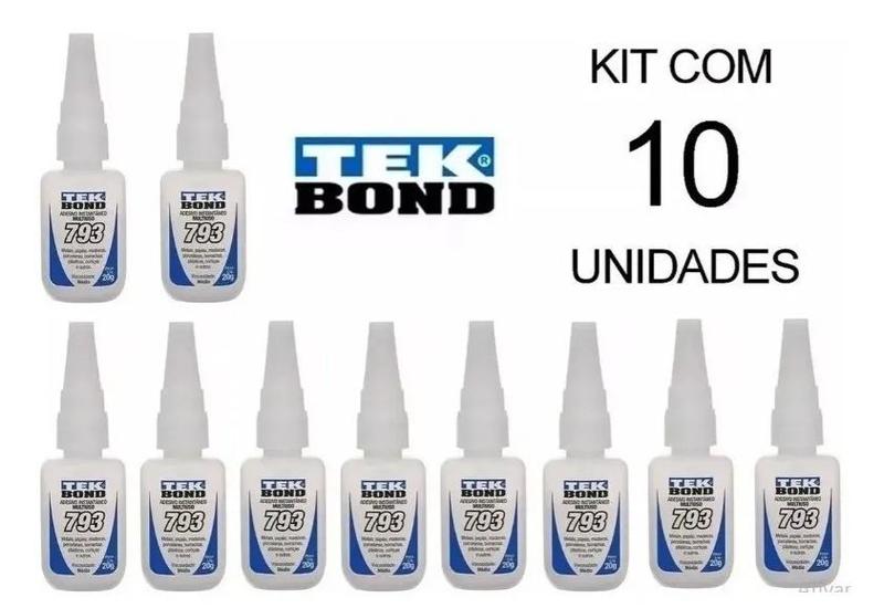 Imagem de Super Cola Instantânea Tek Bond 793 Caixa 10 Unid 20g