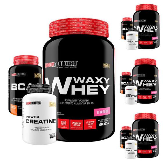 Imagem de SUPER COMBO AMIGOS 2: 4x Whey Protein 900g + 4x POWER Creatina 100g + 4x BCAA 100g - Bodybuilders way/wey