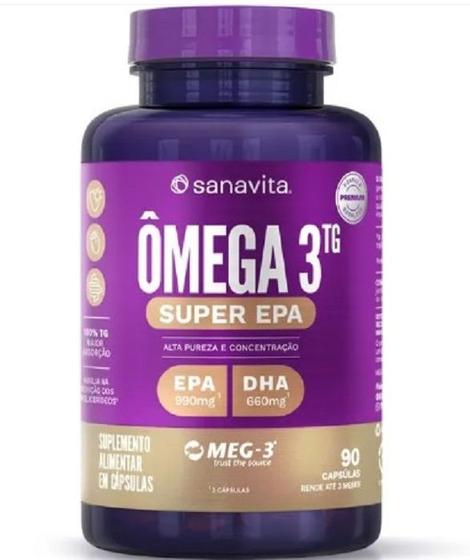 Imagem de Super EPA Omega 3 TG (Selo MEG-3) EPA de 990 mg + DHA de 660 mg Odorless com 90 cápsulas-Sanavita