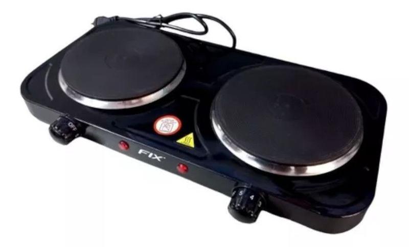 Imagem de Super Fogão Cooktop Elétrico Disco 2 Bocas 2.000 Watts 110V portátil Praia, Campo, Trailler, Camping, Eventos, Comércio