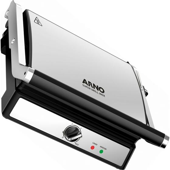 Super Grill e Sanduicheira Arno GGRA Inox com Abertura de 180º 1830W 220V