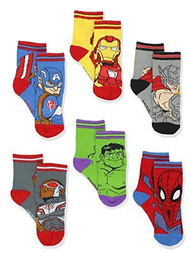 Imagem de Super Hero Adventures Boys Toddler 6 pack Crew Socks (2T-3T, Avengers Multi)