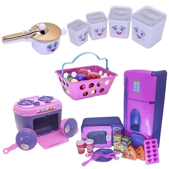 Imagem de Super Kit Cozinha Completo Menina Brinquedo Mercado 36Peças