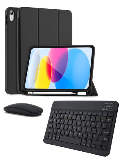 Imagem de Super kit de Capa Smart, Caneta Pencil, Teclado e Mouse Bluethooth Compatível com iPad 10 Geração