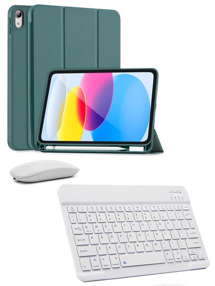 Imagem de Super kit de Capa Smart, Caneta Pencil, Teclado e Mouse Bluethooth Compatível com iPad 10 Geração