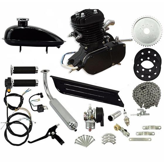 Imagem de Super Kit Motor Bicicleta Motorizada Gasolina 80CC 2T Completo Preto Importway Barato