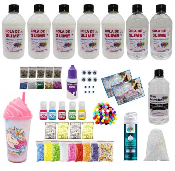 Imagem de Super Kit Slime Neve Cola Branca Cola Transparente - Kit Completo Ine Slime