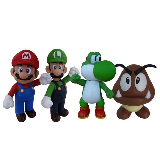 Imagem de Super Mario, Luigi, Yoshi E Goomba- Kit 4 Bonecos Grandes