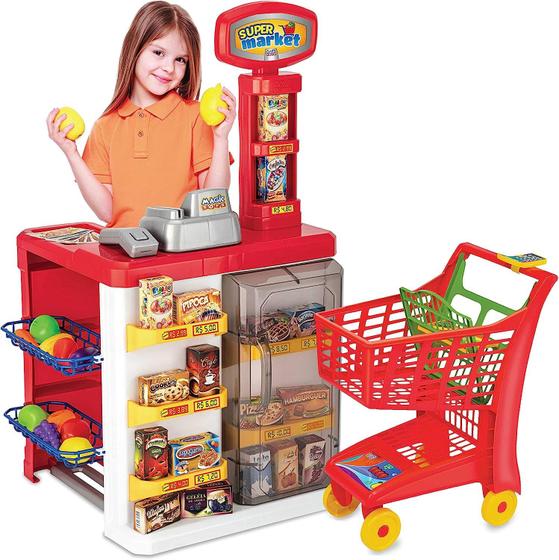 Imagem de Super Market Mercado infantil Com Carrinho Luz e Som Acessórios 8039 - Magic Toys