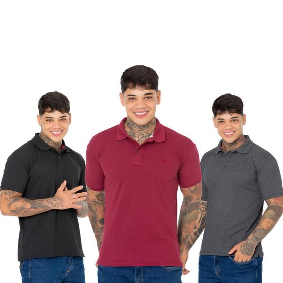 Imagem de Super Oferta Kit 3 Polos Masculinas Desconto Exclusivo