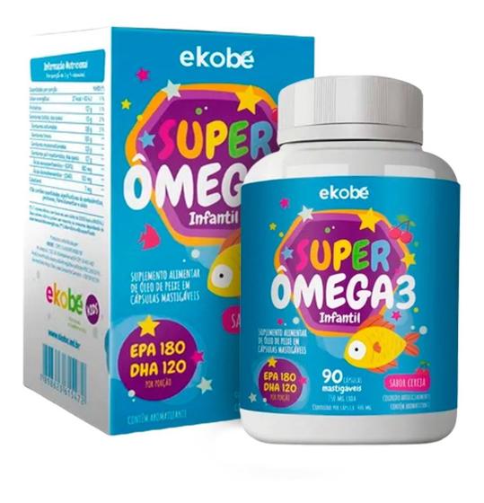 Super Ômega 3 Infantil Ekobé Kids 90 Caps. Mastigáveis Ômega 3